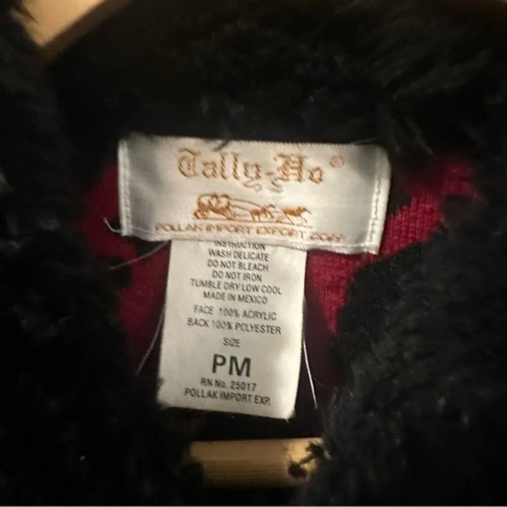 90s Tally-Ho Red Black Cow Print Vest Faux Fur Collar Y2K Retro Medium Petite